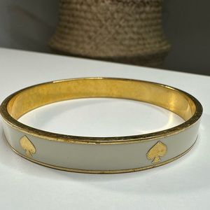 Kate Spade White/Gold Enamel Spade Bangle Bracelet